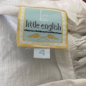 Little English kids white linen dress.